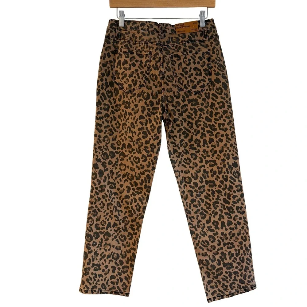 Kensie Jeans The‎ Ella High Rise Straight Snow Leopard Print Pants 6/28 NWT